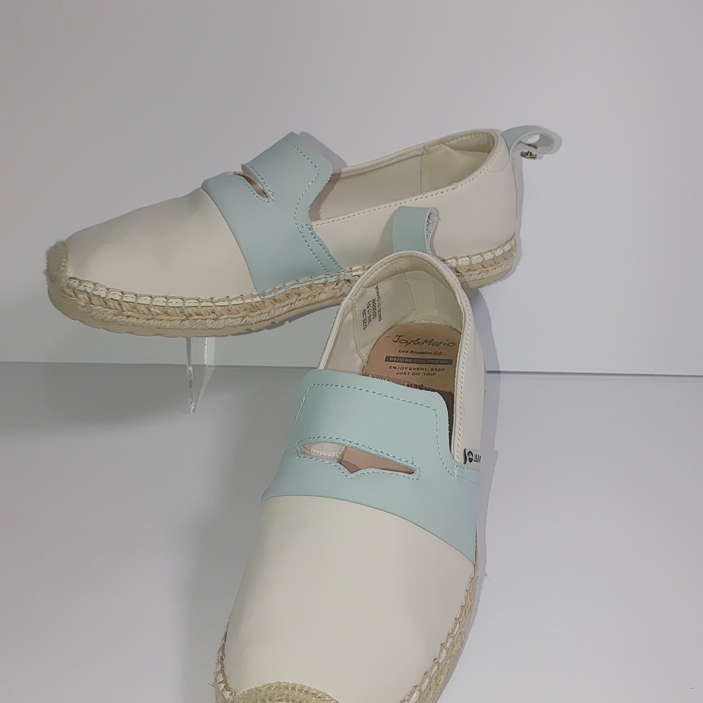 Joy & Mario Women's Size EU 39 US (8.5) Signature Leather Espadrlle Loafer Shoes